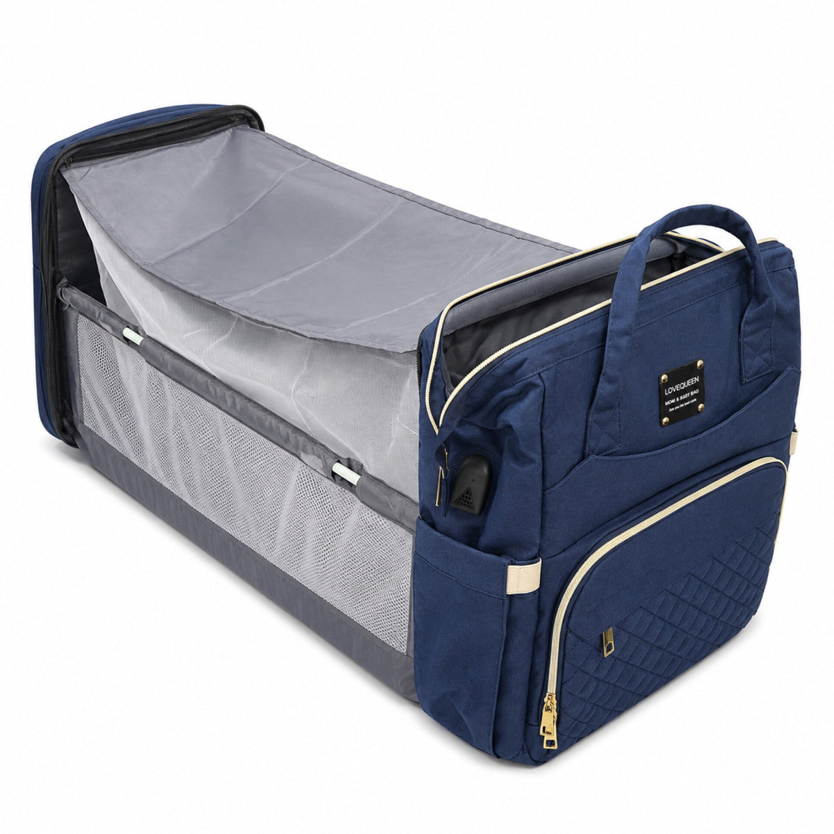 Waterproof Baby Bed & Bag - Blue - Love Queen