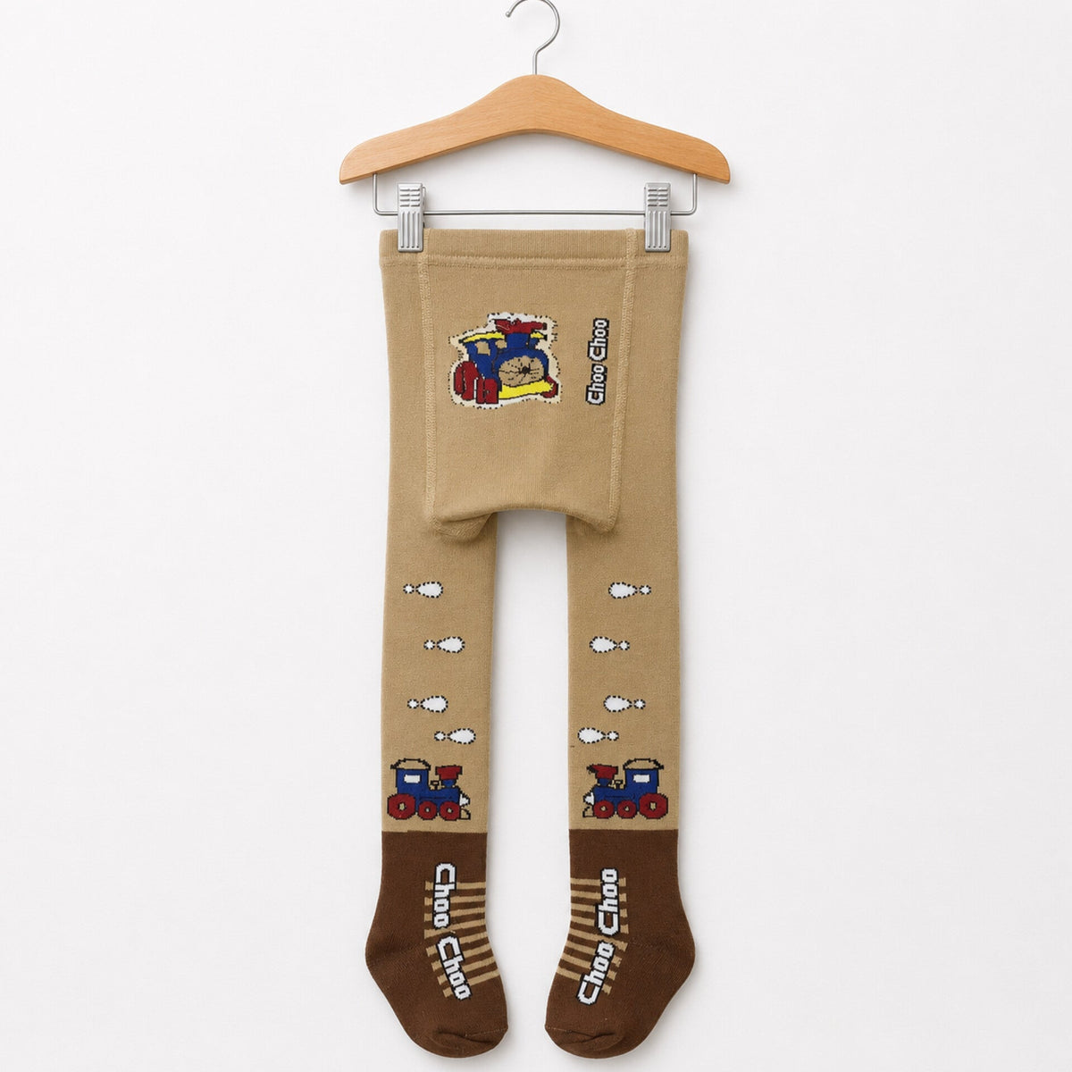 Kids Winter Leggings Brown Train Print | Warm Leggings for Boys | 18–24 Months | Size 80–86