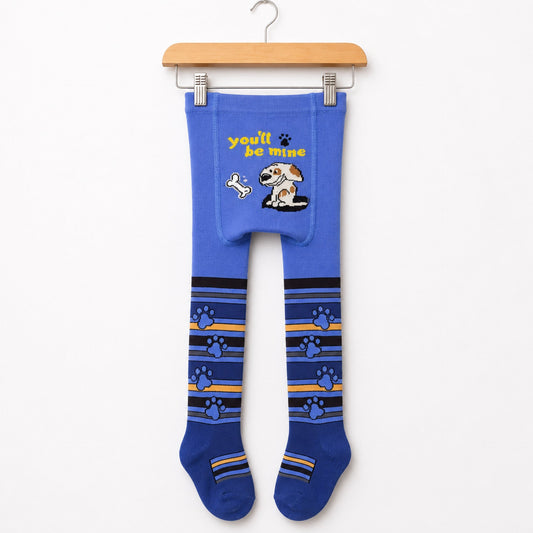 Kids Winter Leggings Blue Footprint Print | Warm Leggings for Boys | 18–24 Months | Size 80–86