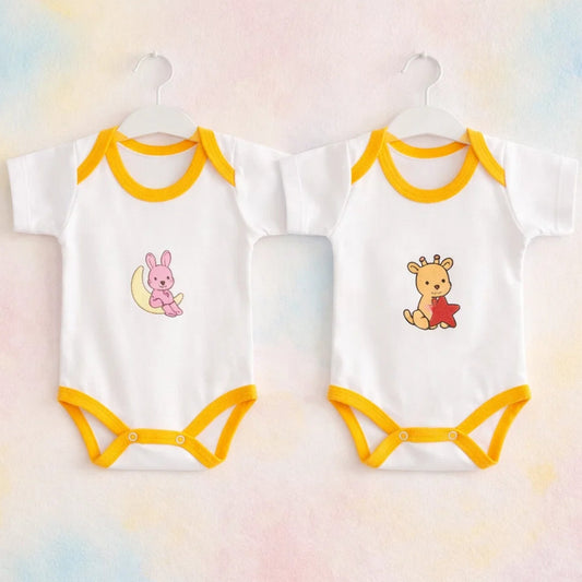 TBS - Pack of 2 - Cotton Jersey - Short Sleeve Bodysuits - White & White
