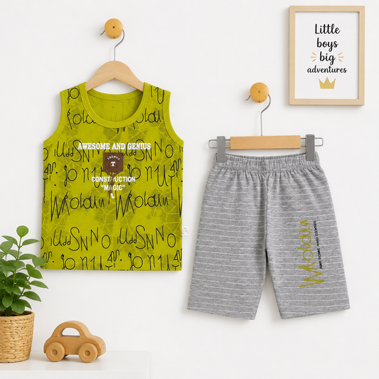 KM - Cotton Jersey - Sando & Short - Olive - Awesome