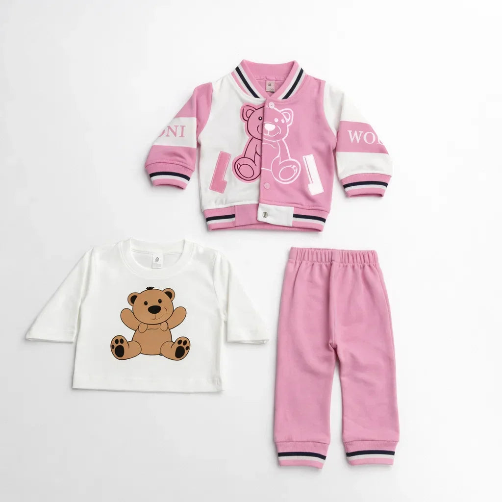 MW - 3 Pieces - Suit Set - Pink - Multi Bear