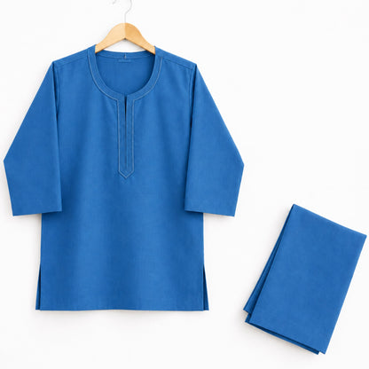 TBS - Cotton - Round Neck - Kurta Shalwar - Steel Blue - 26