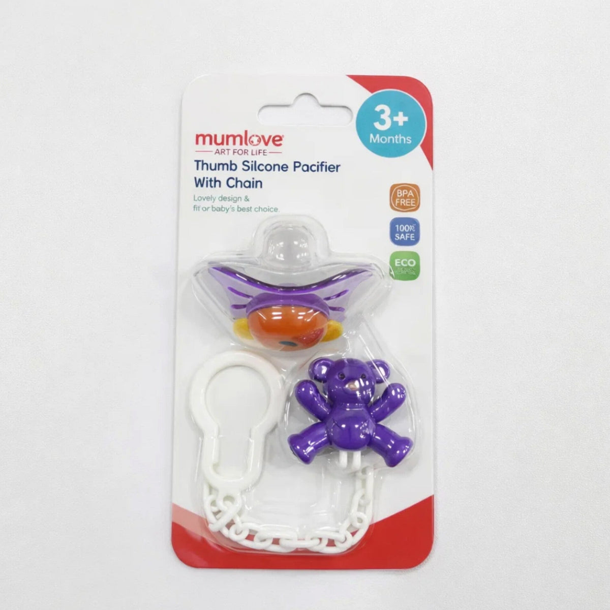 Mumlove - Bear Chain Pacifier - Purple - P1039