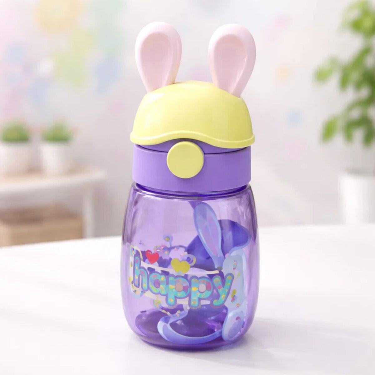 Happy - Straw Sippy Cup - Purple - 550 ML