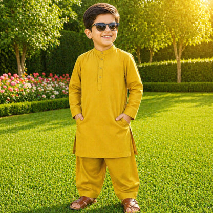 OLINI - Cotton - Kurta Shalwar - Olive Green