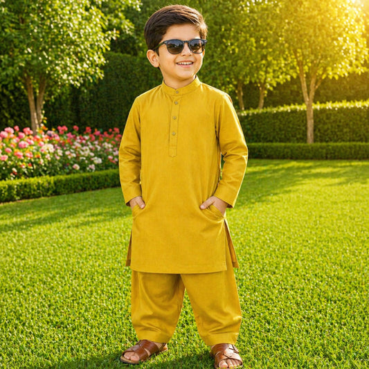 OLINI - Cotton - Kurta Shalwar - Olive Green