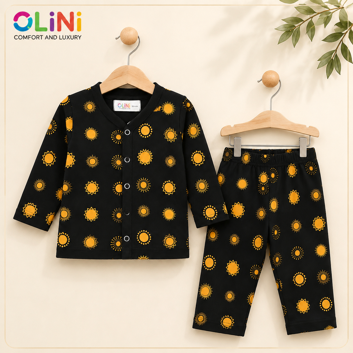 OLINI - Cotton Jersey - Night Suit - Black - Solar - NUJ