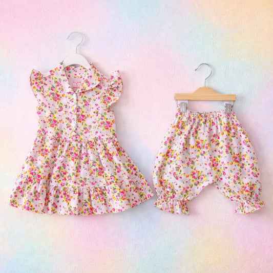 PR - 2 Pieces - Frock Set - Light Pink - Pink Rose