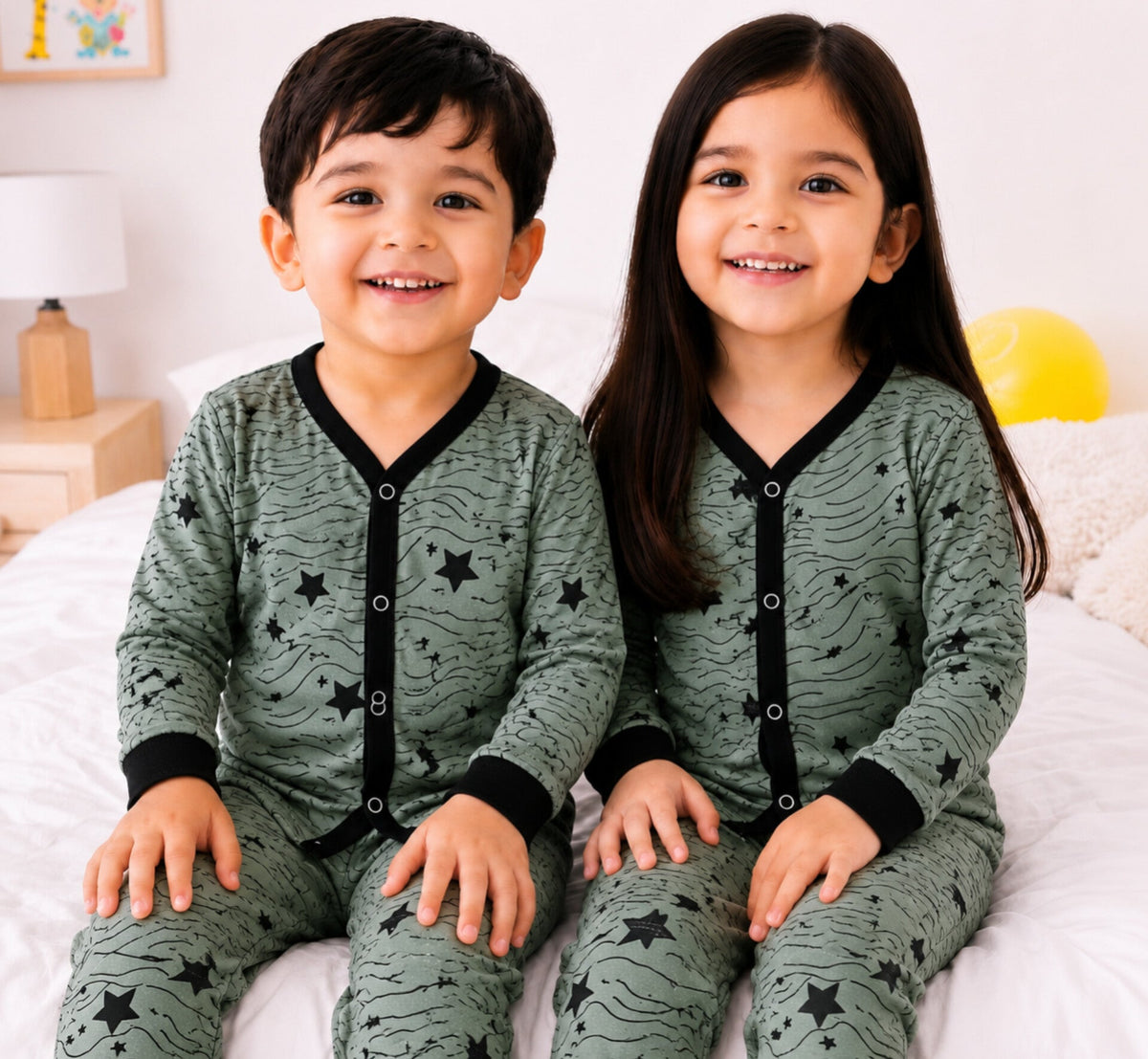 TBS - Cotton Jersey - Night Suit - Green - Star Thread - 26