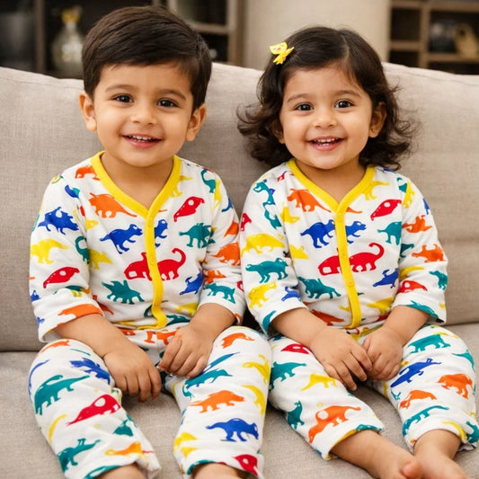 TBS - Cotton Jersey - Night Suit - Yellow - Dinosaurs - 26