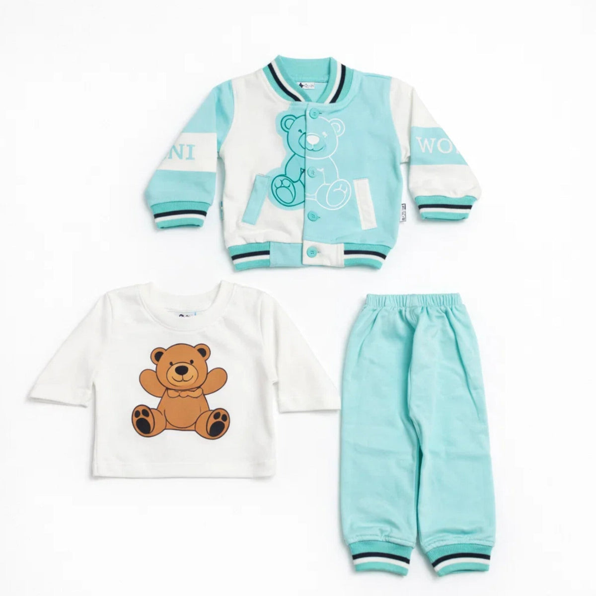 MW - 3 Pieces - Suit Set - Blue - Multi Bear