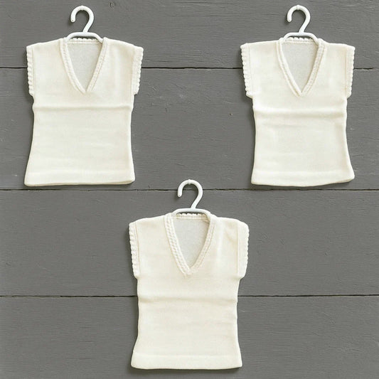 Pack of 3 - Woolen Vests V Neck - White