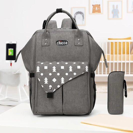 Chicoo - Waterproof Diaper Backpack - Grey