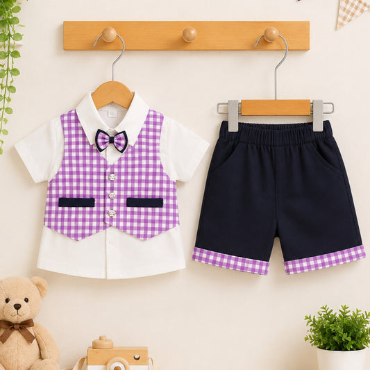 GM - 2 Pieces - Suit Set - Indigo - Check