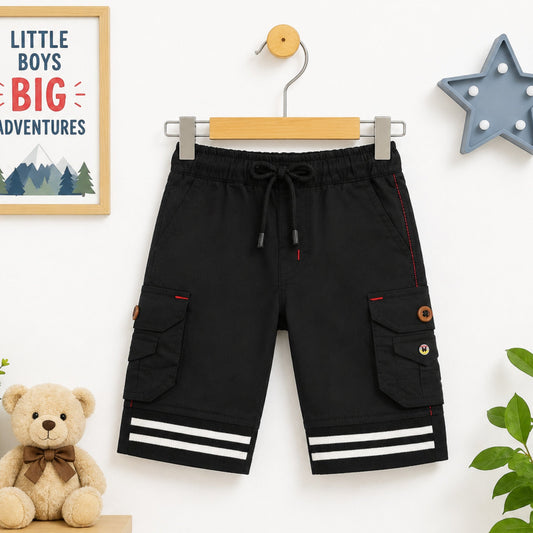 Active - Cotton - Three Quarter - Cargo Shorts - Black