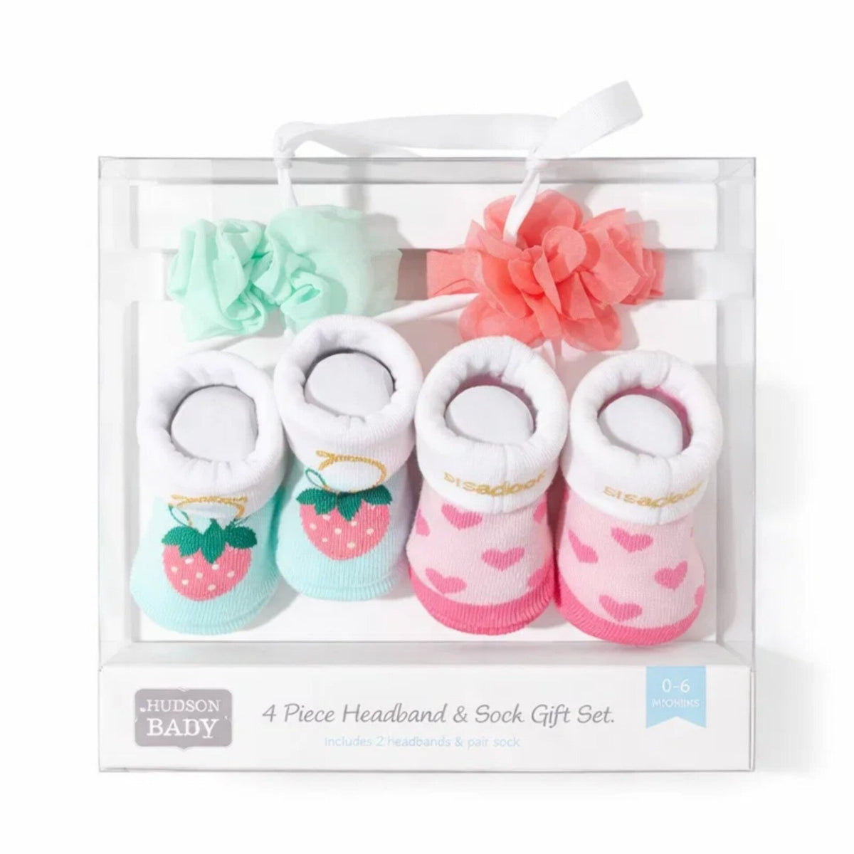 Hudson - 4 Pieces - Headband & Socks Gift Set - (0-9 Months)