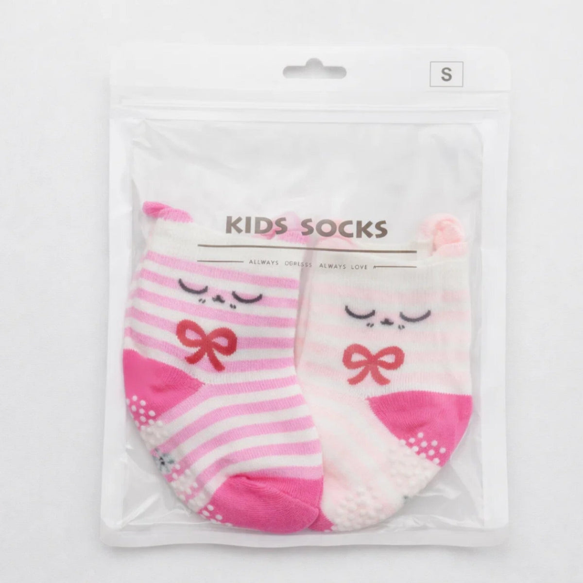 Smile - Pair of 2 Socks - Anti-Slip - Pink & Pink (1-2Y)
