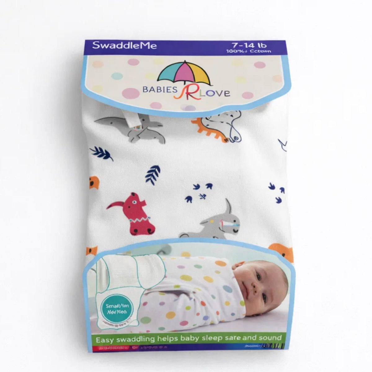 BRL - Swaddle Wrap - White - Dino in Jungle