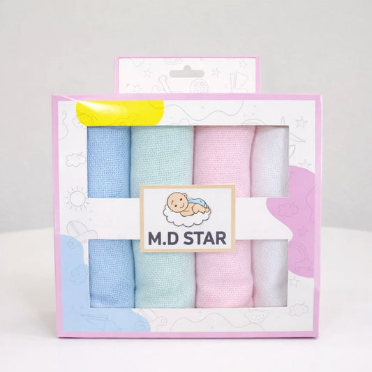 Pack of 4 Face Towels – Soft Cotton Baby & Kids Hand Towels in Blue & Pink
