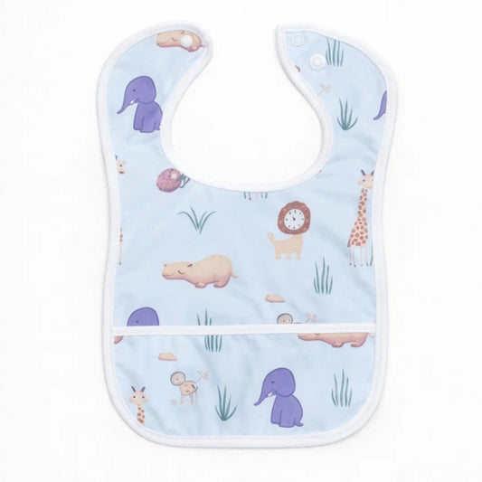 Meme - Baby Bib - Blue - Animals