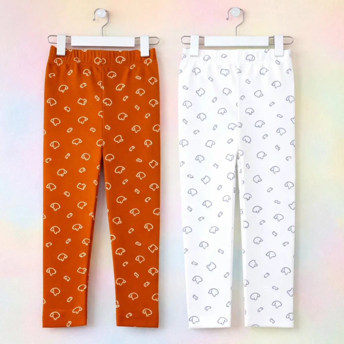 Pack of 2 - Printed - Trouser Tights - Mustard & White - Kitty