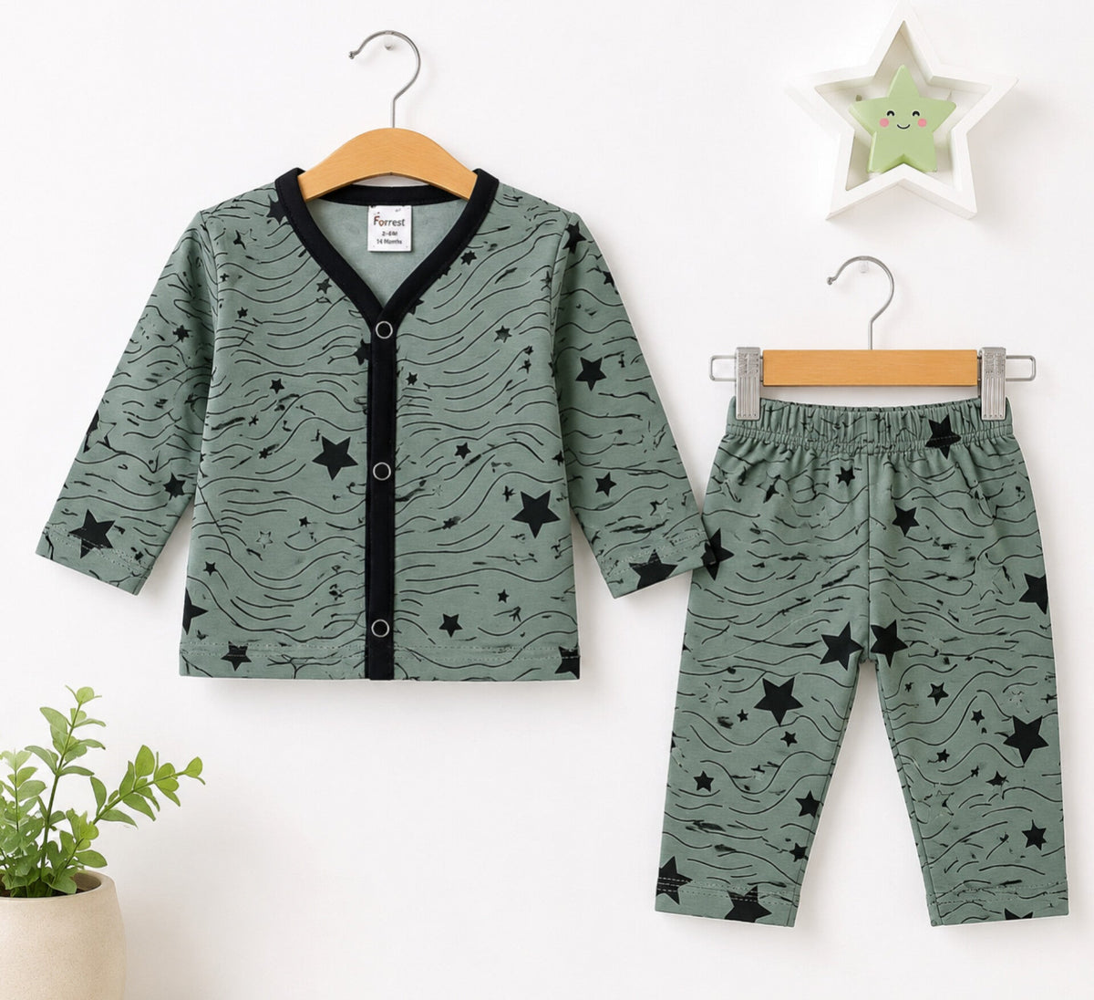 TBS - Cotton Jersey - Night Suit - Green - Star Thread - 26