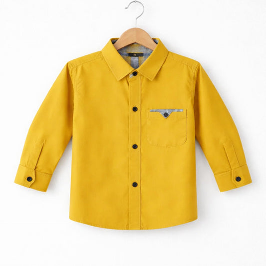 JR - Casual Shirt - Plain - Yellow