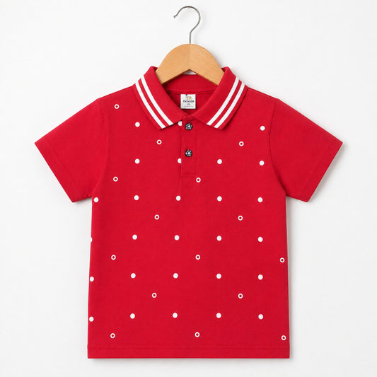 TA - Short Sleeve - Polo T-Shirt - Red - Circles