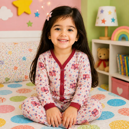 TBS - Cotton Jersey - Night Suit - Pink - Rabbit - 26
