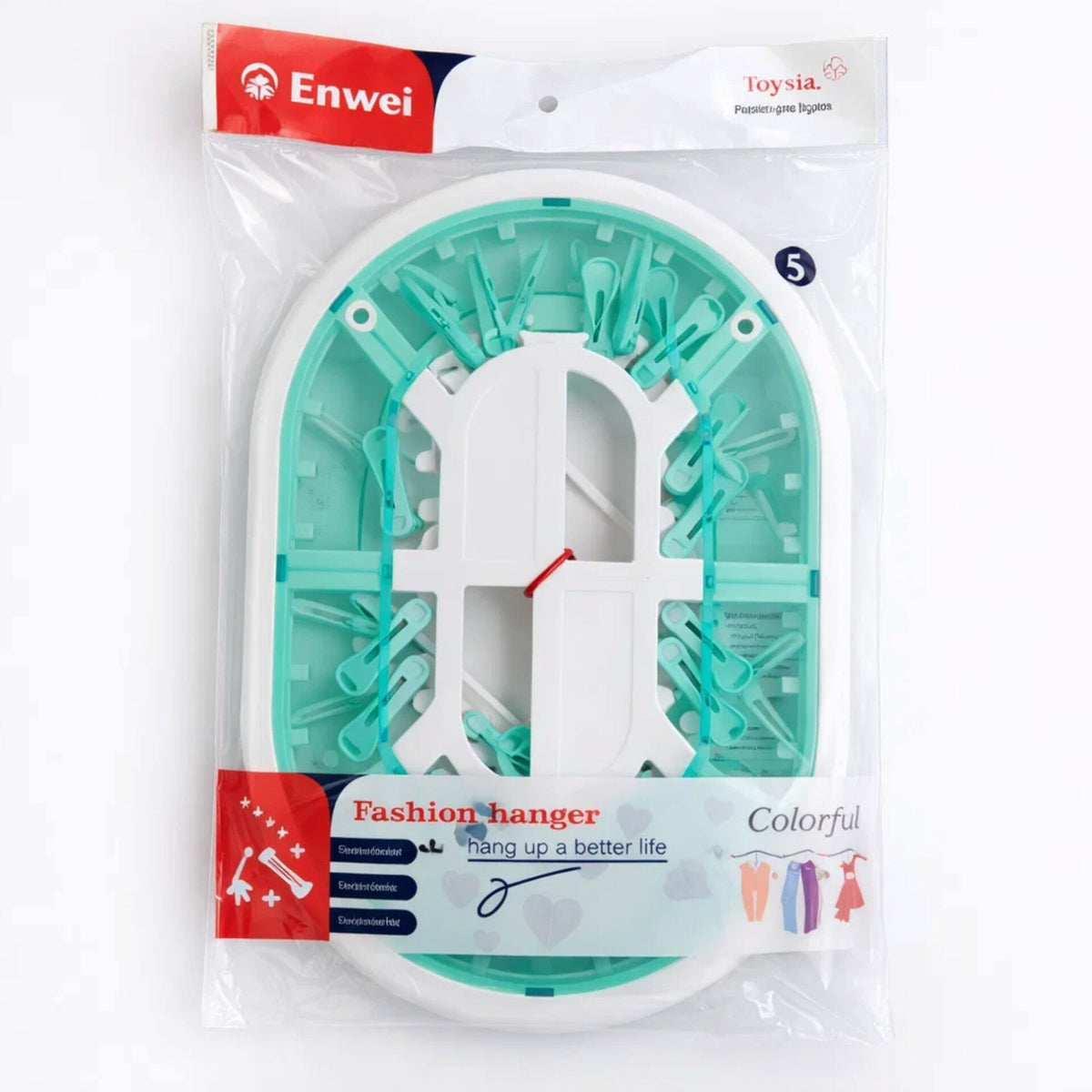 Enwei - Laundry Hangers - Green - 18 Clips - Oval