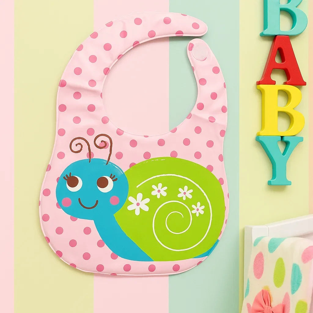 Baby Bib - Pink - Snail