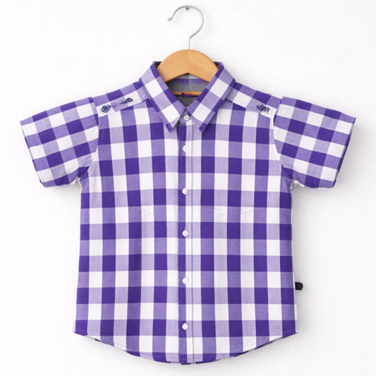 ADN - Casual Shirt - Check - Purple & White