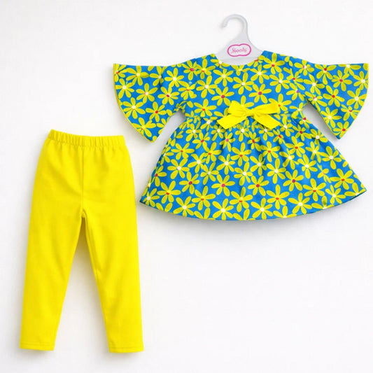 P&P - 2 Pieces - Frock Set - Blue - Yellow Flowers