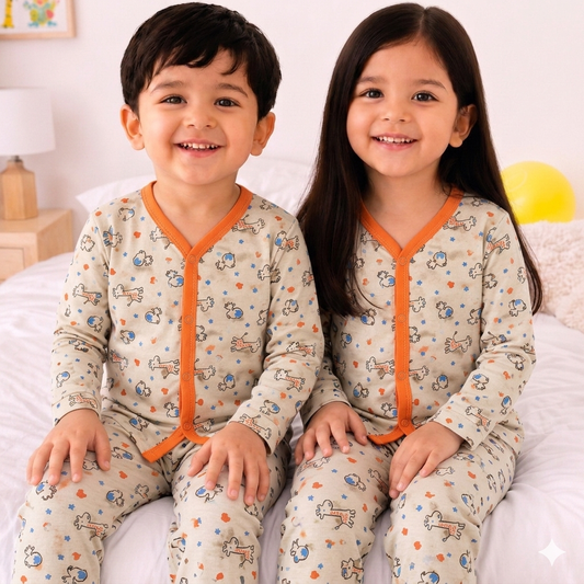 TBS - Cotton Jersey - Night Suit - Orange - Giraffe - 26