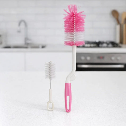 Minitree - 2 In 1 - Bottle Cleaning Brush Set - Pink