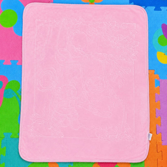 Double Ply Plush Baby Blanket Pink Tree Bear 38 x 30 Inches – Soft Warm Winter Blanket