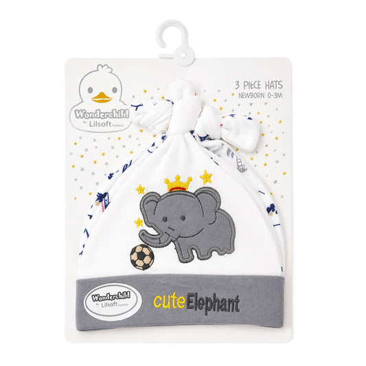 Wonderchild - Pack of 3 Hats - Grey -  Cute Elephant
