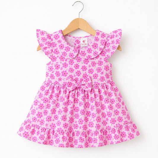 PR - Printed Frock - Pink - Bow & Flowers