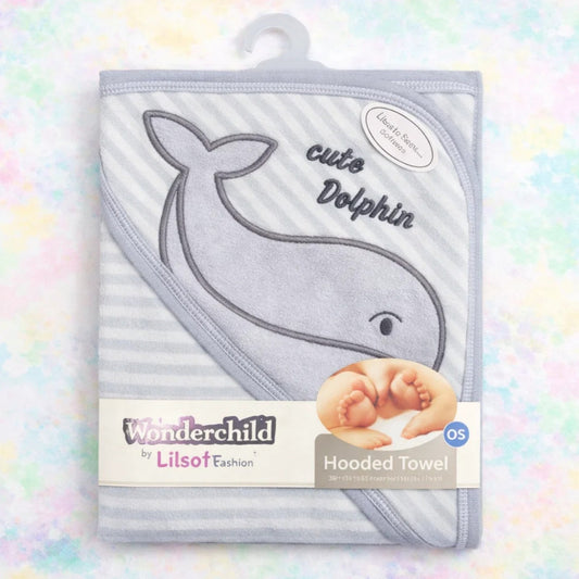 Lilsoft - Bath Towel - Grey - Dolphin
