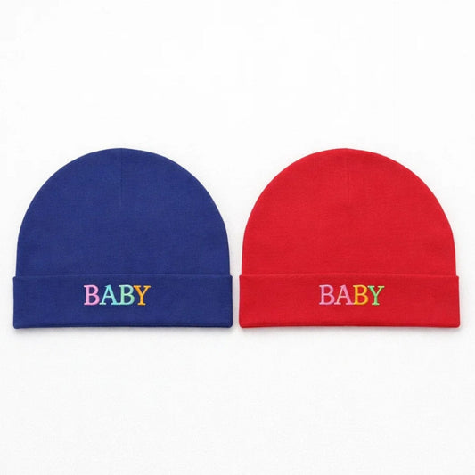 Cotton Caps - Pack of 2 - Red & Navy - Baby