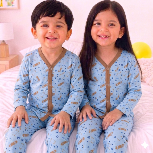 Cotton Jersey Night Suit - Light Blue - Skateboard - 26 - TBS