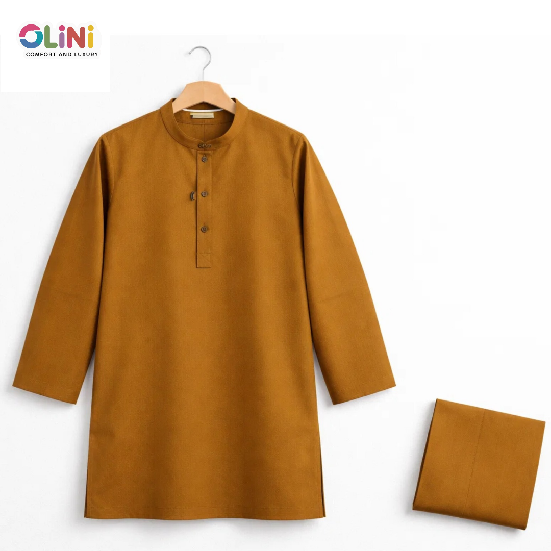 OLINI - Cotton - Kurta Shalwar - Tan Brown