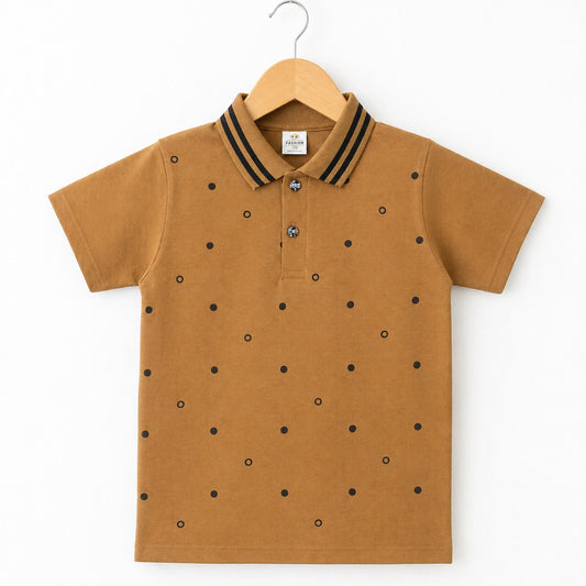 TA - Short Sleeve - Polo T-Shirt - Brown - Circles