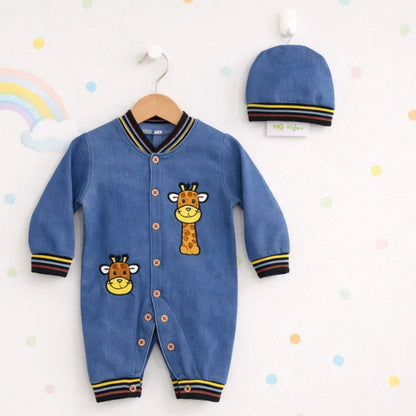 GM - 2 Pieces - Romper Set - Blue - Giraffe