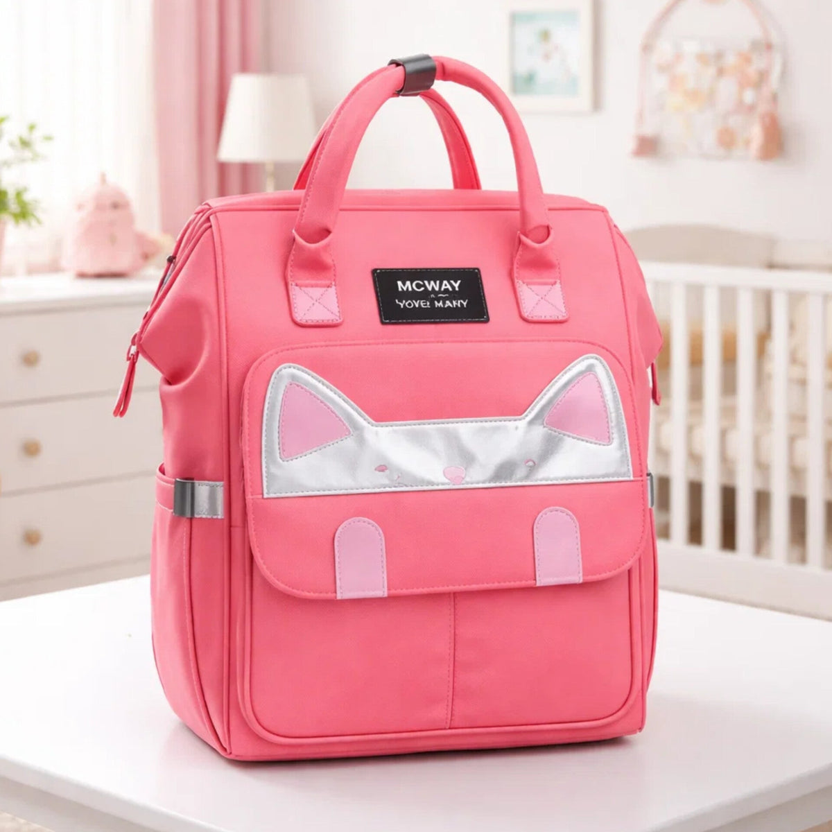 Cat - Waterproof Diaper Backpack - Pink