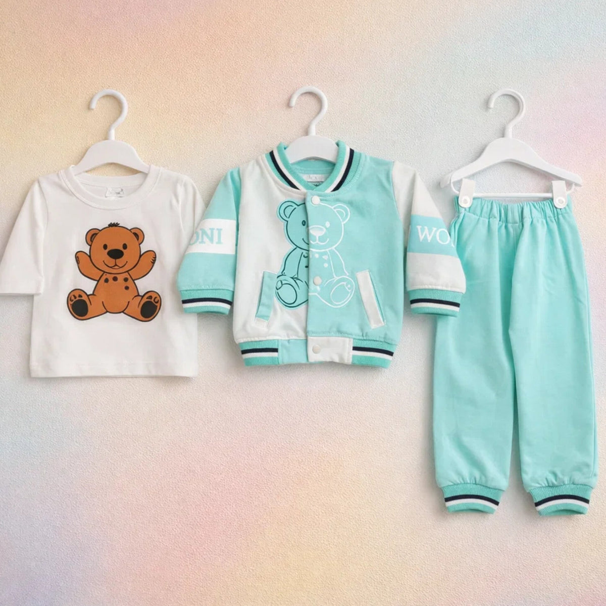 MW - 3 Pieces - Suit Set - Blue - Multi Bear