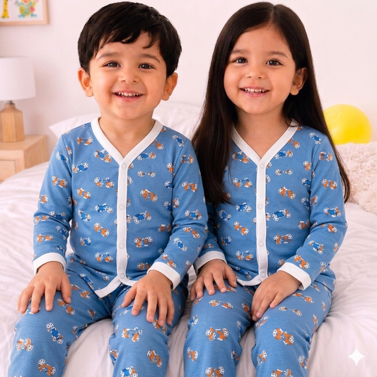 TBS - Cotton Jersey - Night Suit - Blue - Bike - 26