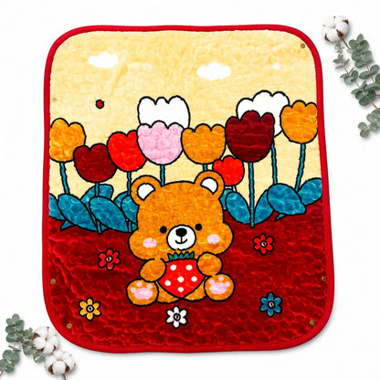 Single Ply Baby Hooded Blanket – Red Bear | 36 × 32 Inches | Soft & Cozy Baby Blanket