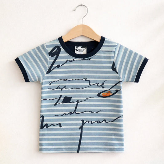 GT - Short Sleeve - Round Neck - T-Shirt - Blue - Abstract